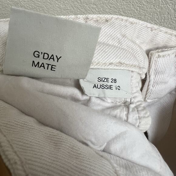 ROLLAS Original High Rise Straight Jeans Salt Color Cream Sz 28 Retro Pockets - Picture 9 of 10